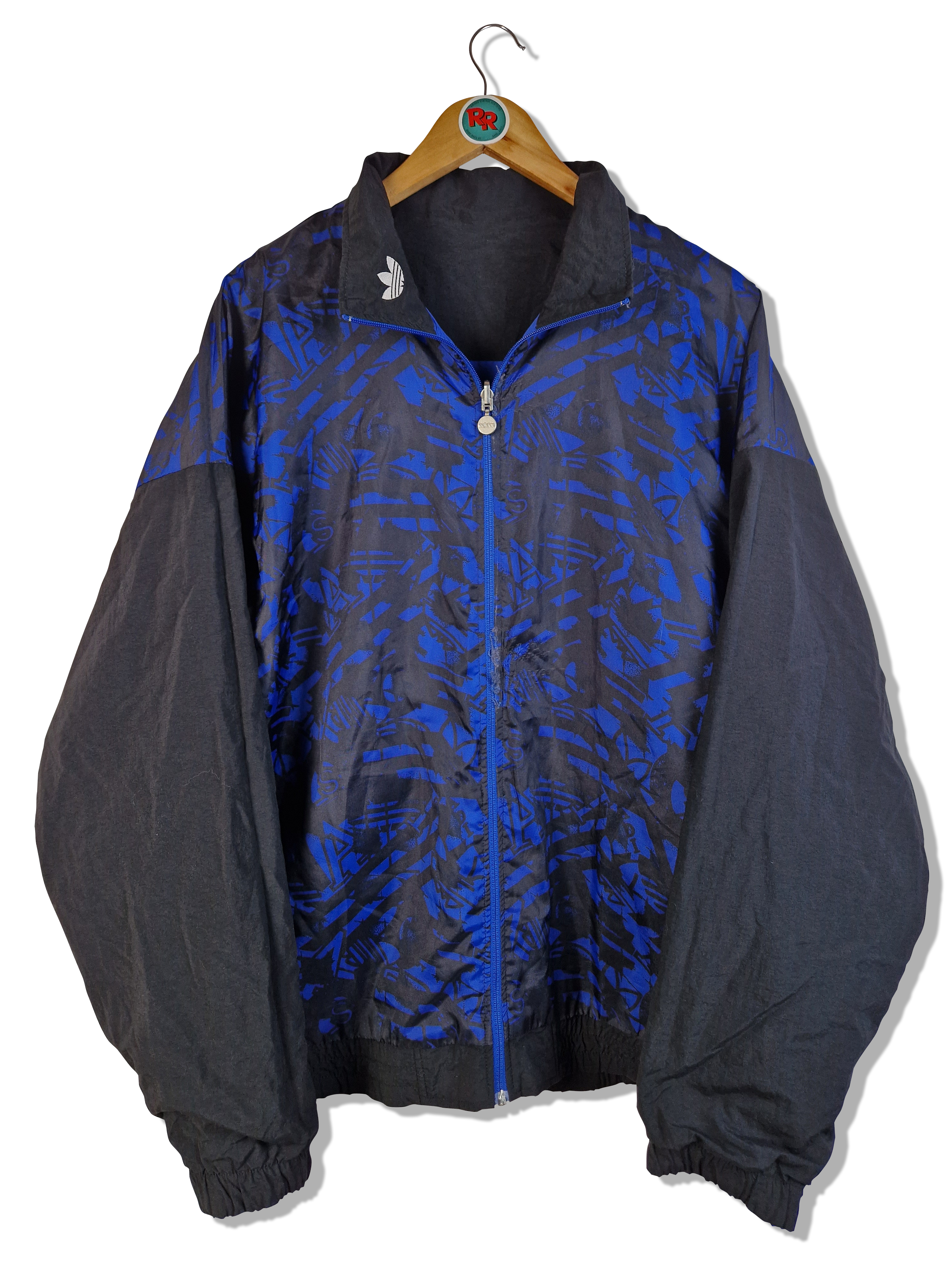 Vintage Adidas Sportjacke Late 80s Reversible VFR Deensen Wendejacke Blau Schwarz (D7) L