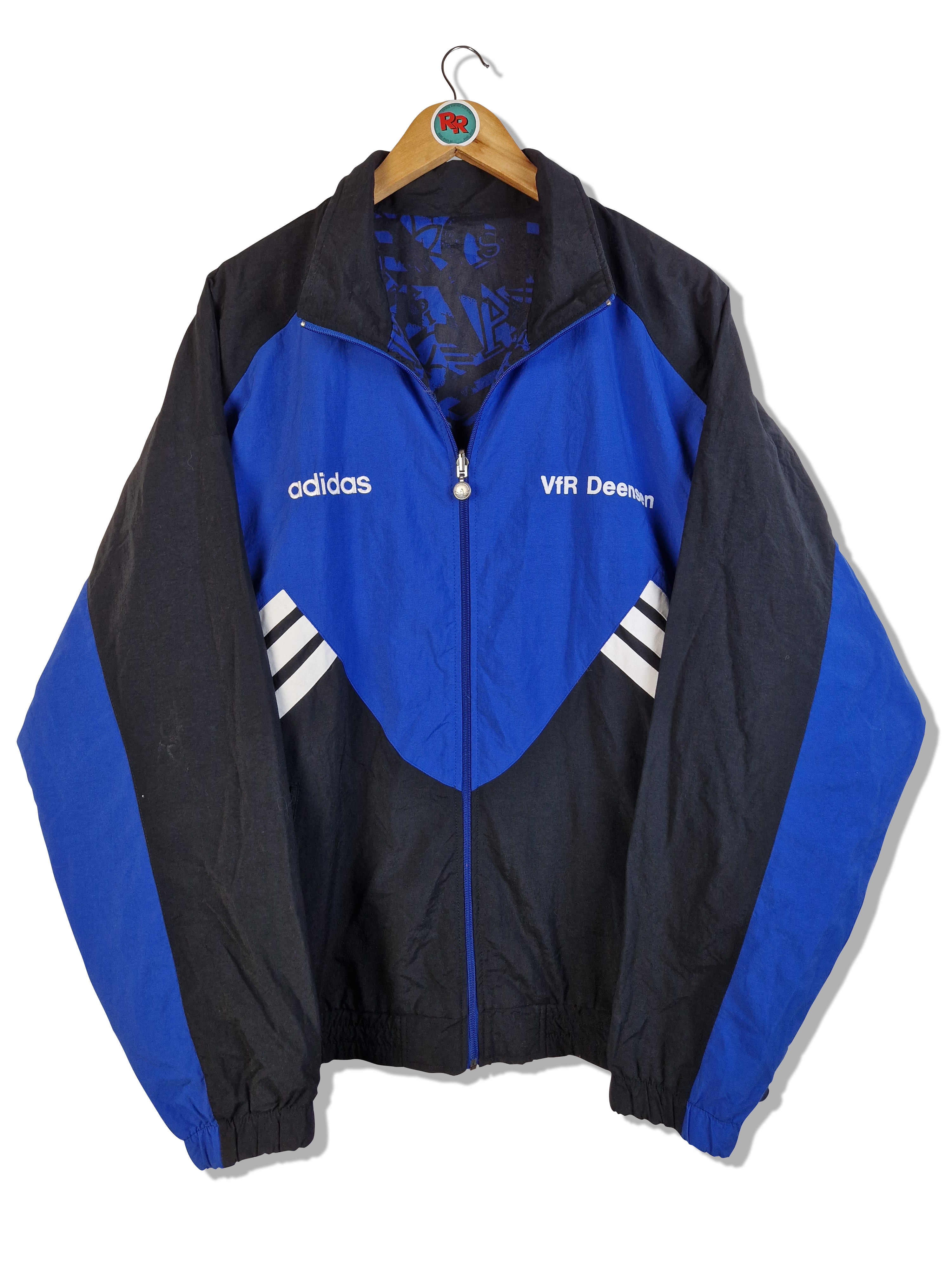 Vintage Adidas Sportjacke Late 80s Reversible VFR Deensen Wendejacke Blau Schwarz (D7) L