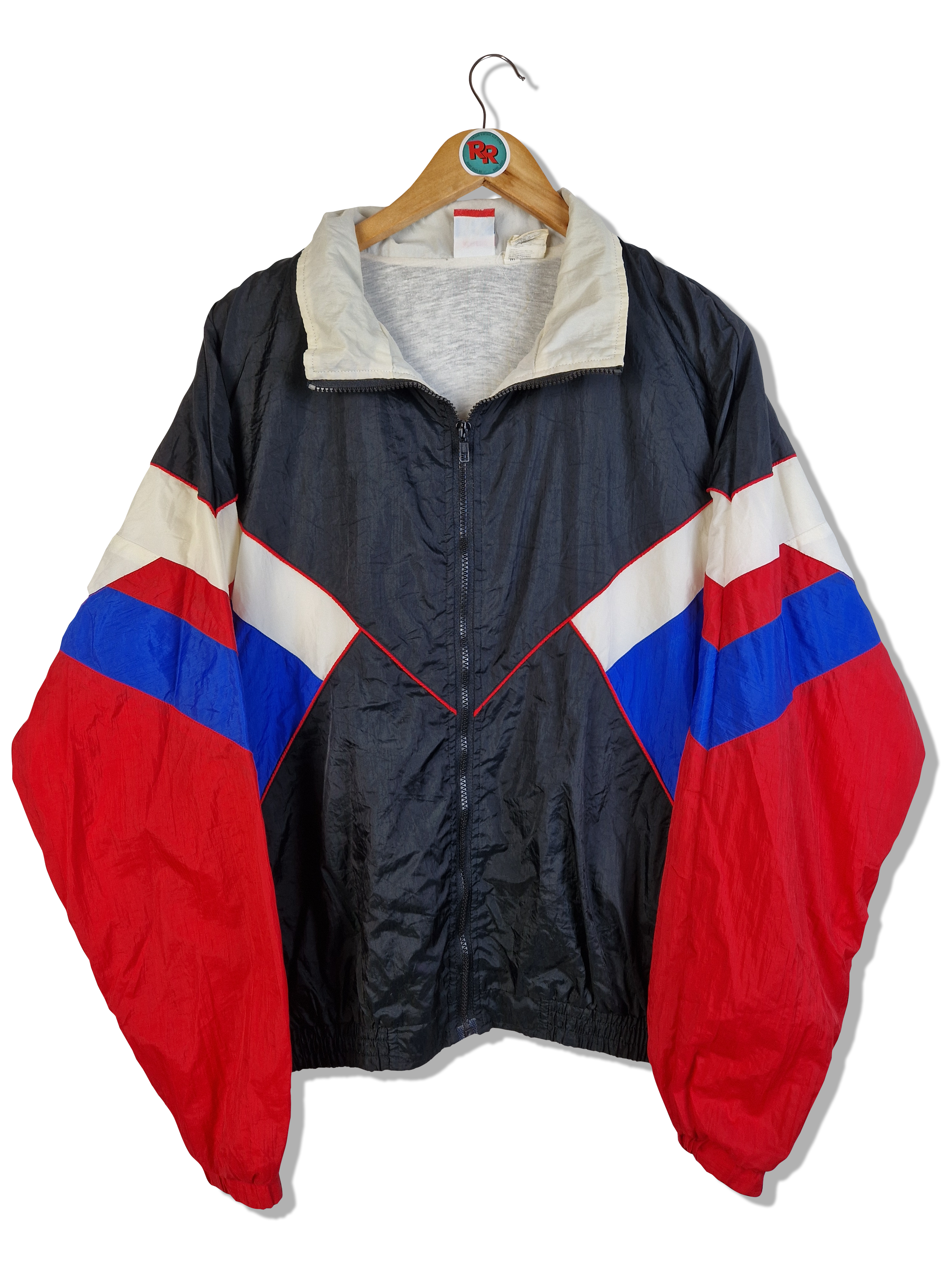 Vintage Mens Sportjacke Made In Hong Kong Rot Schwarz M
