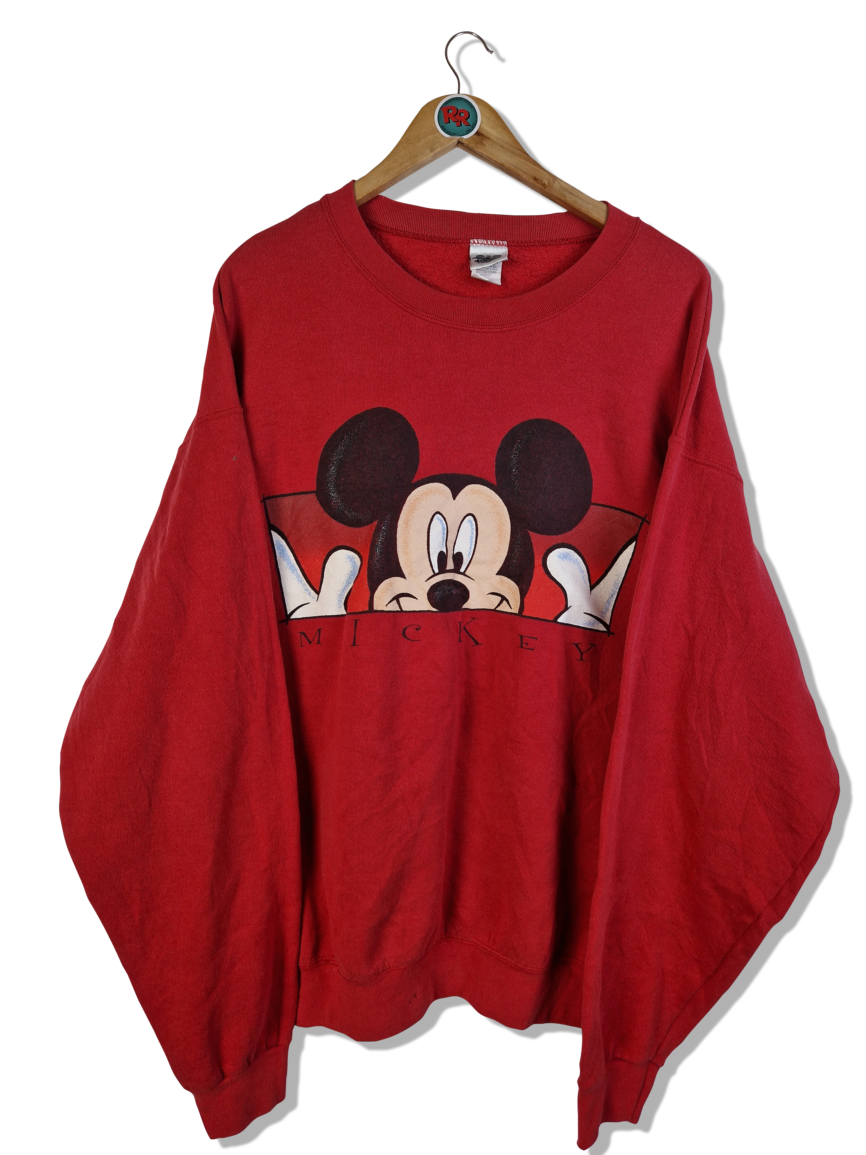 Vintage Disney Sweater Mickey Made In USA Bedruckt Rot XL