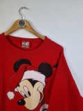 Vintage Disney Sweater Weihnachten Mickey Happy Holidays Made In USA Rot L