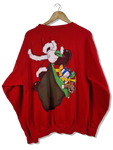 Vintage Disney Sweater Weihnachten Mickey Happy Holidays Made In USA Rot L