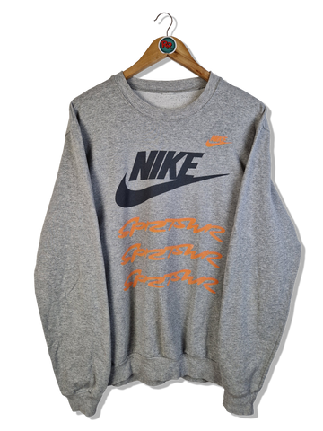 Vintage Nike Sweater 80s Bedruckt Grau L-XL