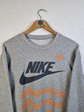 Vintage Nike Sweater 80s Bedruckt Grau L-XL