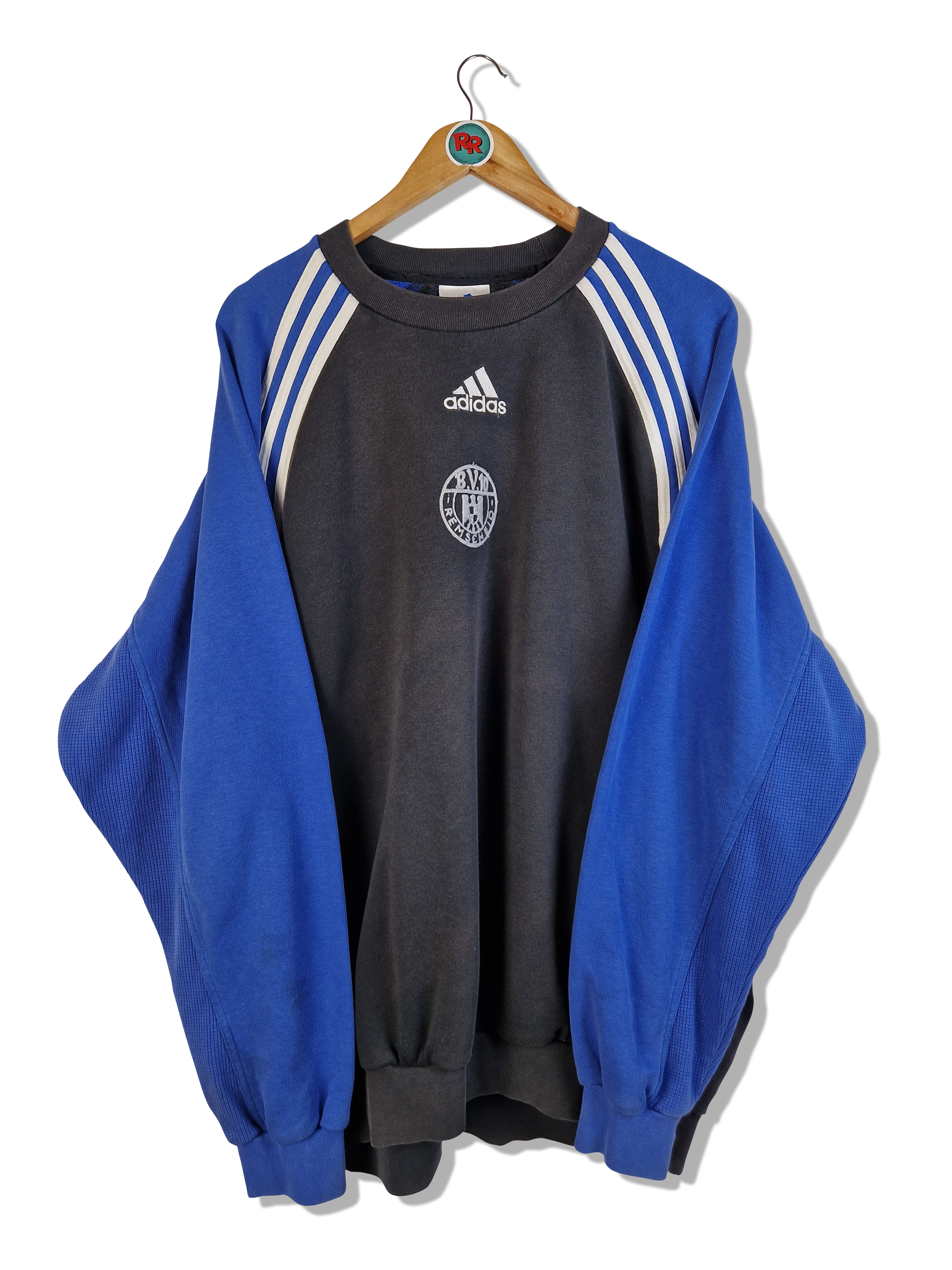 Vintage Adidas Sweater BV10 Remscheid "Kaya" 2000 Blau Schwarz XXL - RareRags