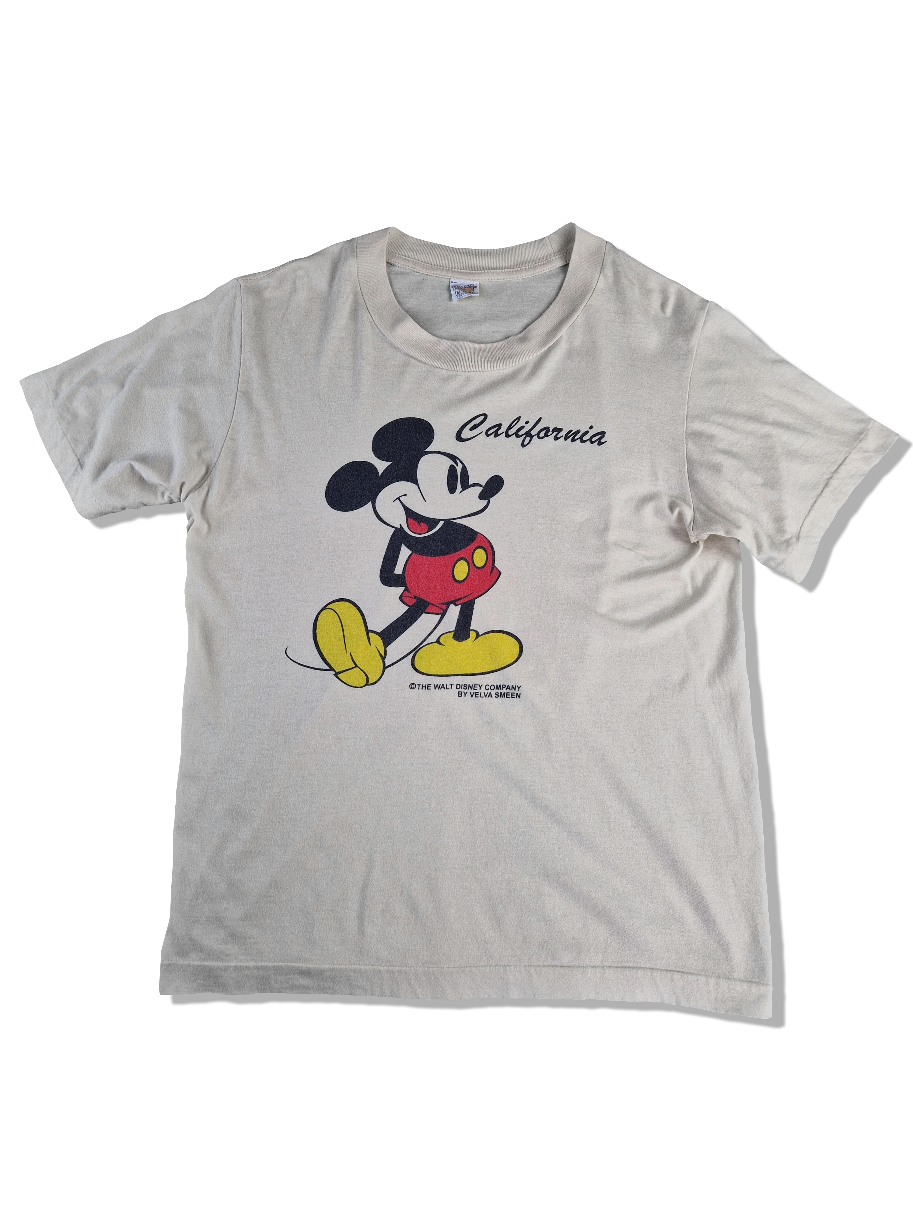 Rare! Vintage Hanes Shirt 70s Disney Mickey California Single Stitched Weiß S-M - RareRags
