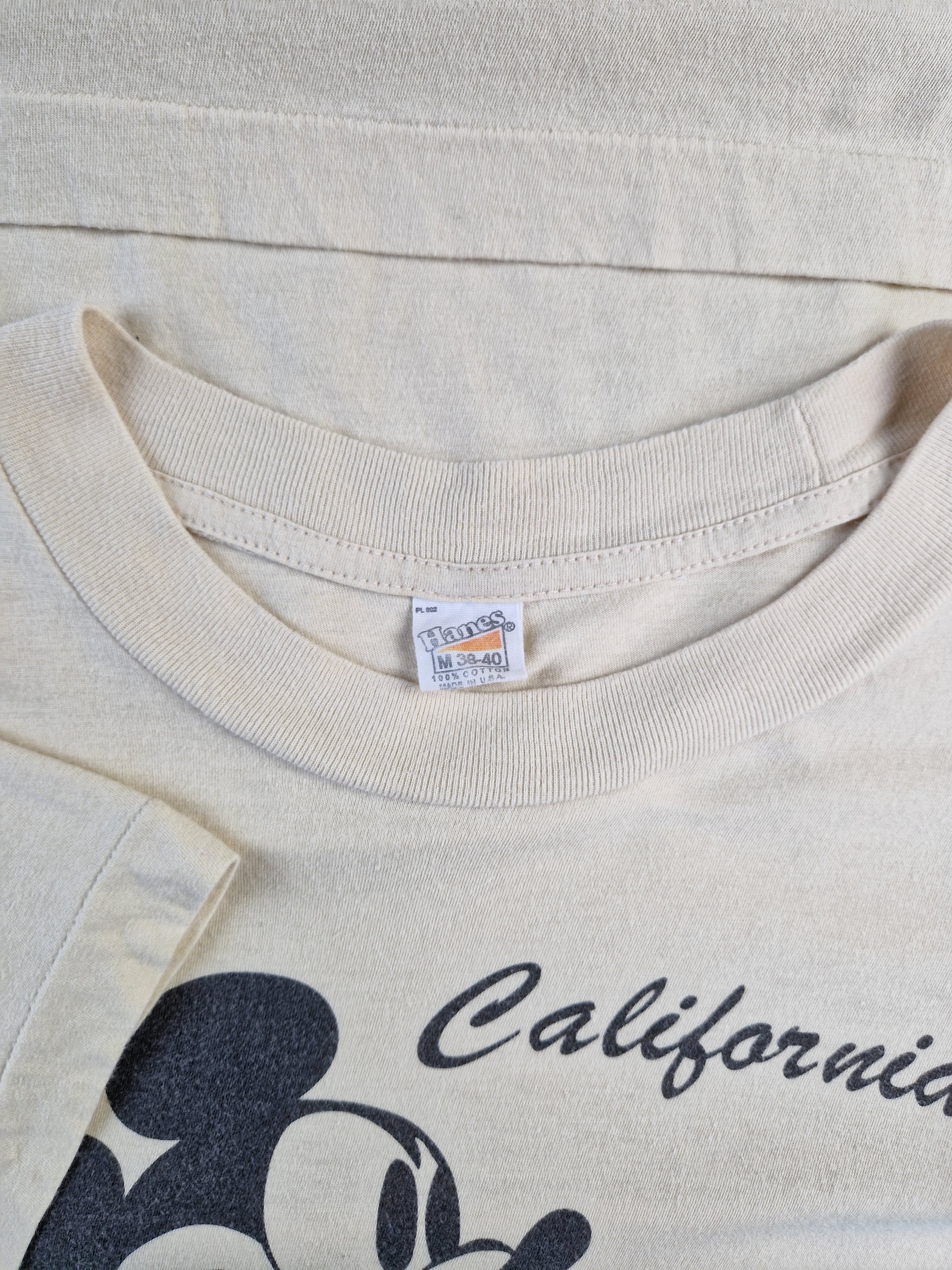 Rare! Vintage Hanes Shirt 70s Disney Mickey California Single Stitched Weiß S-M - RareRags