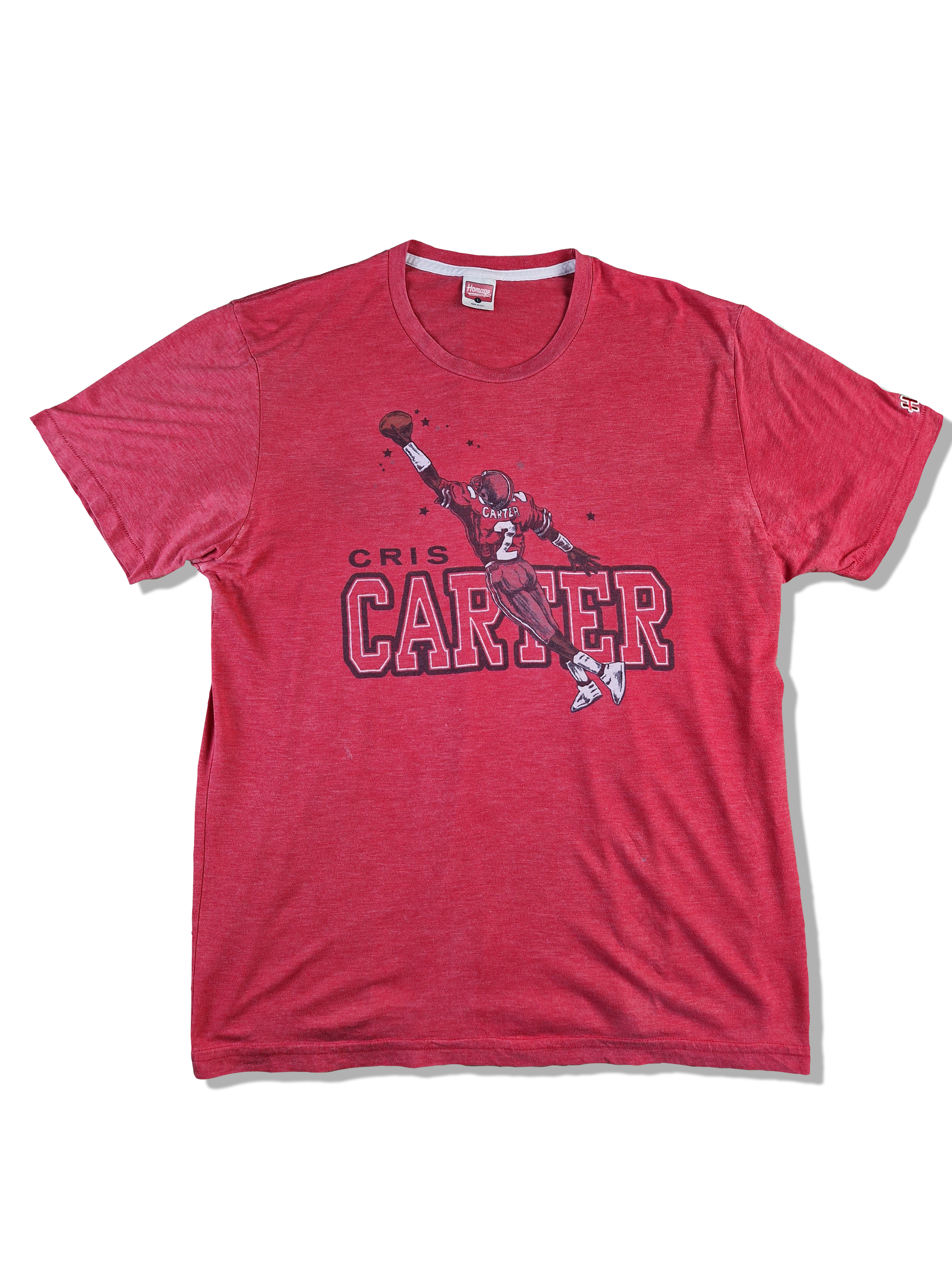 Vintage Homage Shirt Cris Carter Football Single Stitched Made In USA Rot L