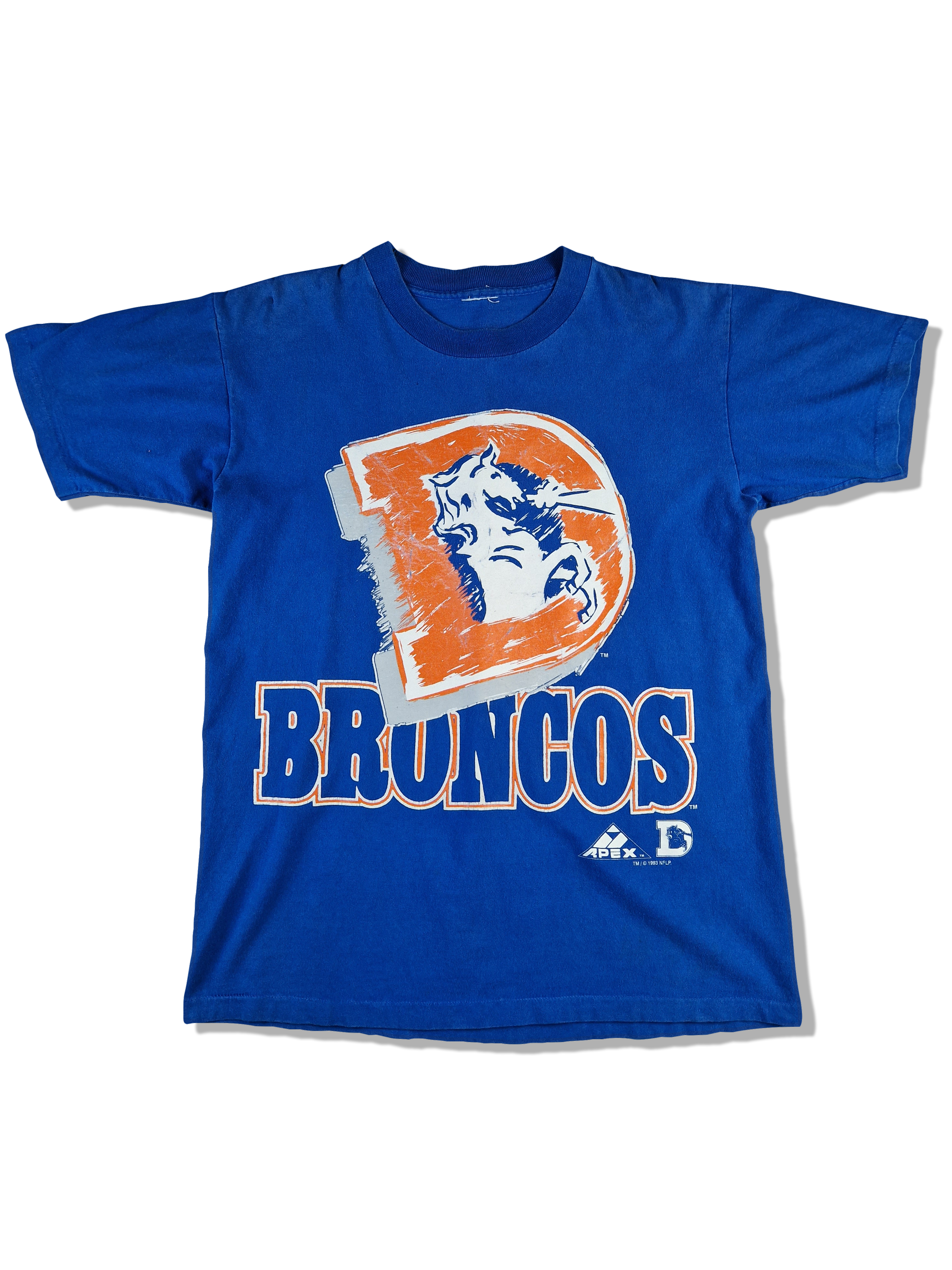 Vintage Denver Broncos Shirt 1993 NFLP Football Made In USA Single Stitched Blau L-XL - RareRags