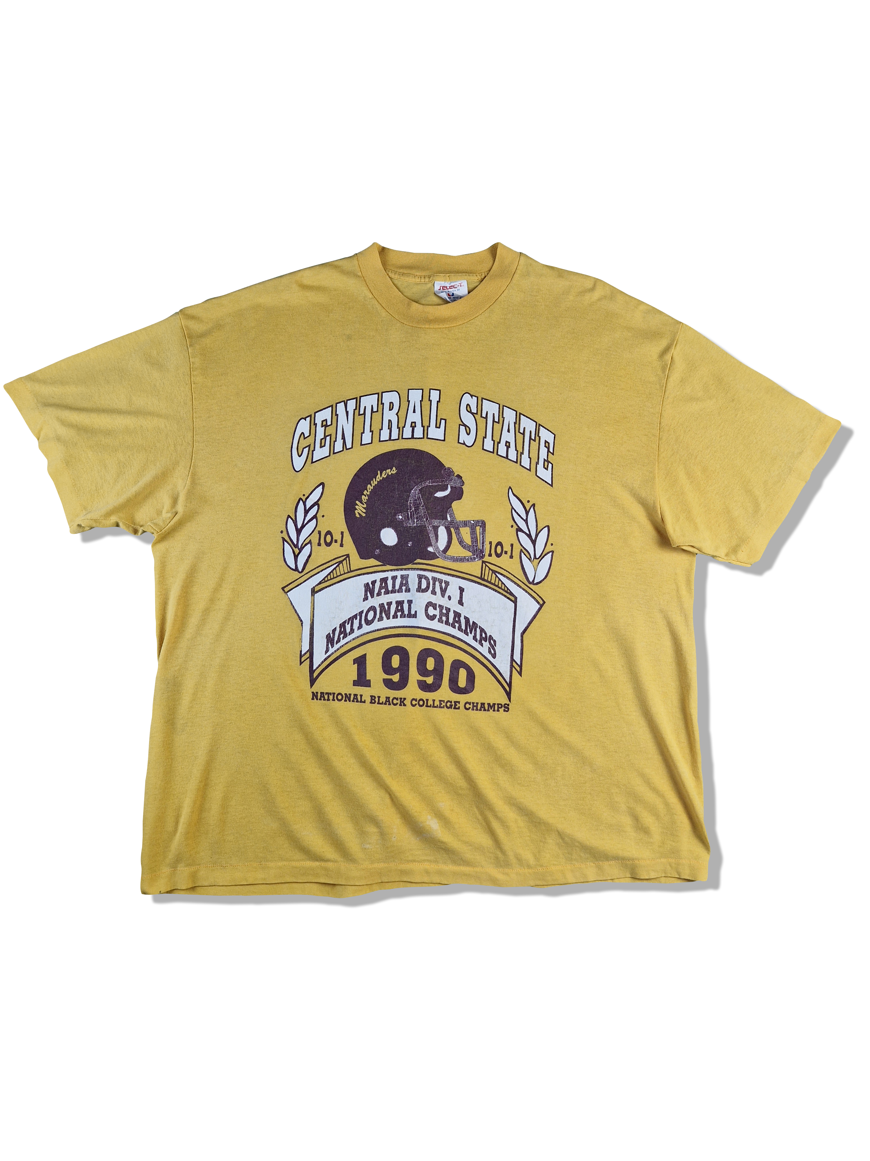 Vintage Selec-T Shirt National Black College Champs 1990 Central State Marauders Gelb XXXL - RareRags