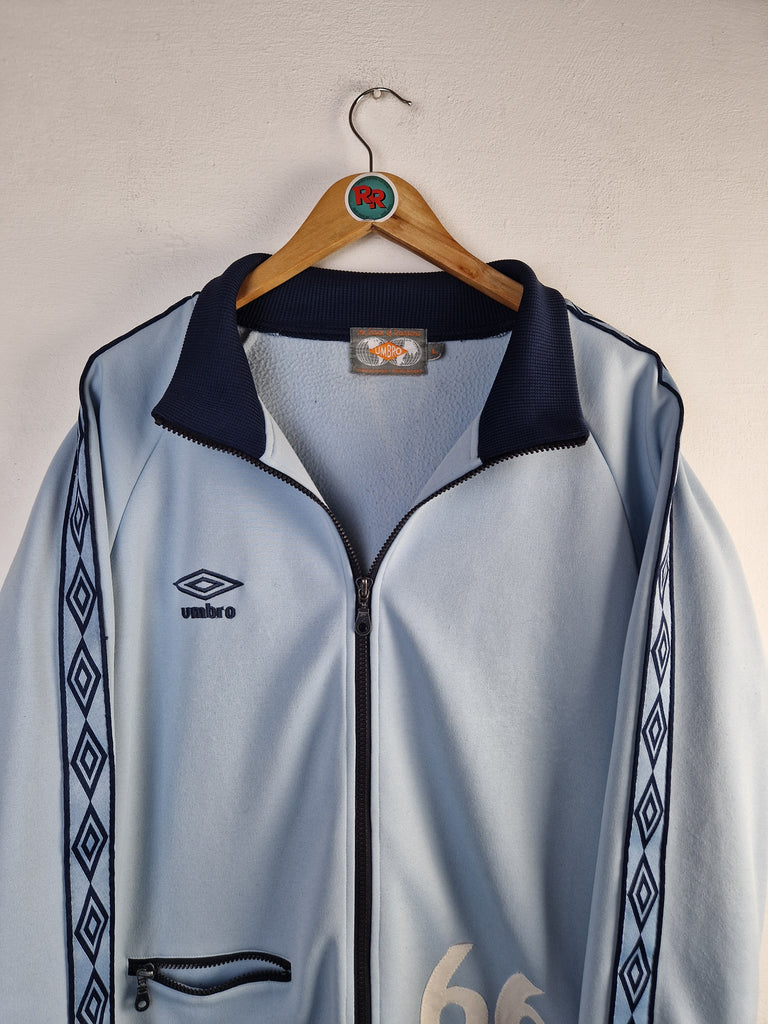 Vintage Umbro Sportjacke 80s 66 Big Back Logo Logostreifen Hellblau L RareRags