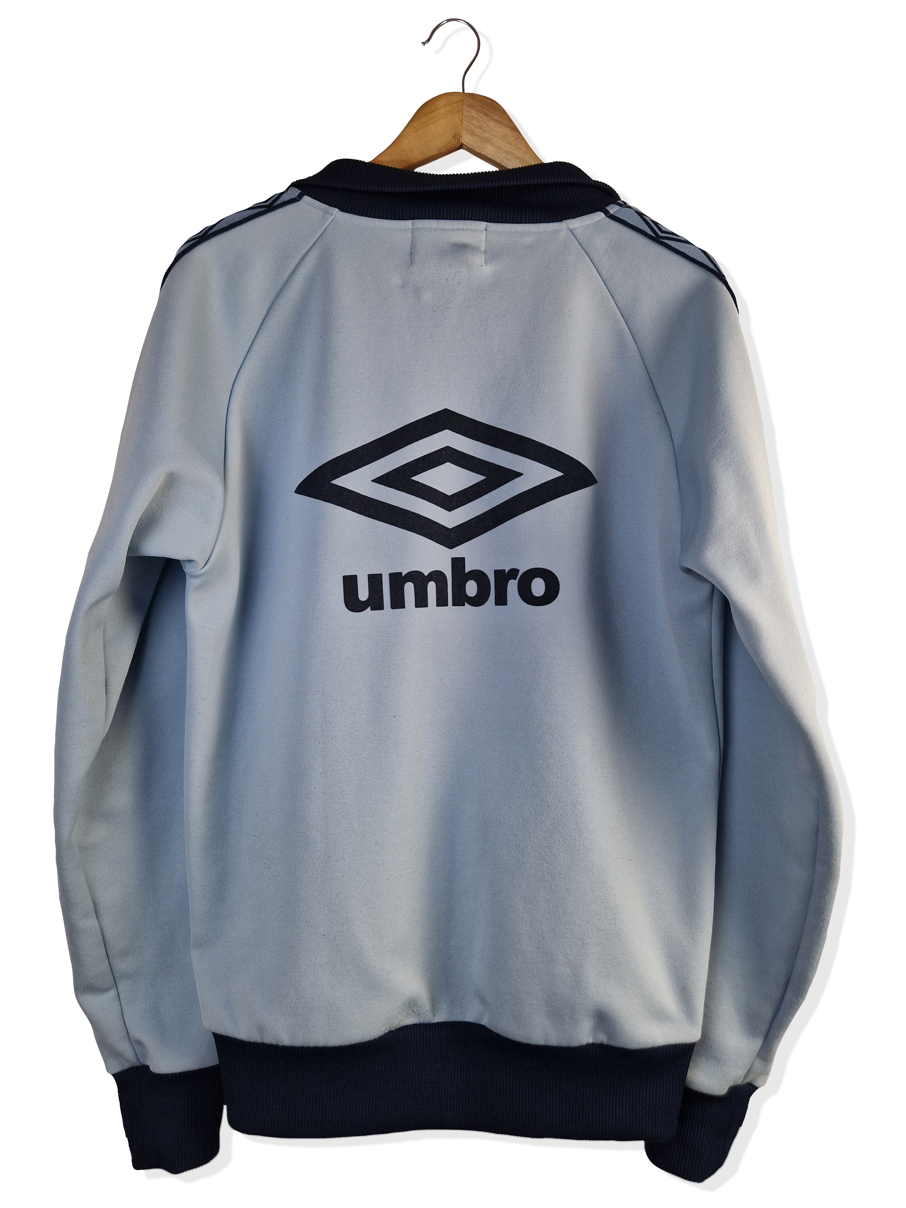 Vintage Umbro Sportjacke 80s #66 Big Back Logo Logostreifen Hellblau L
