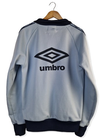 Vintage Umbro Sportjacke 80s #66 Big Back Logo Logostreifen Hellblau L