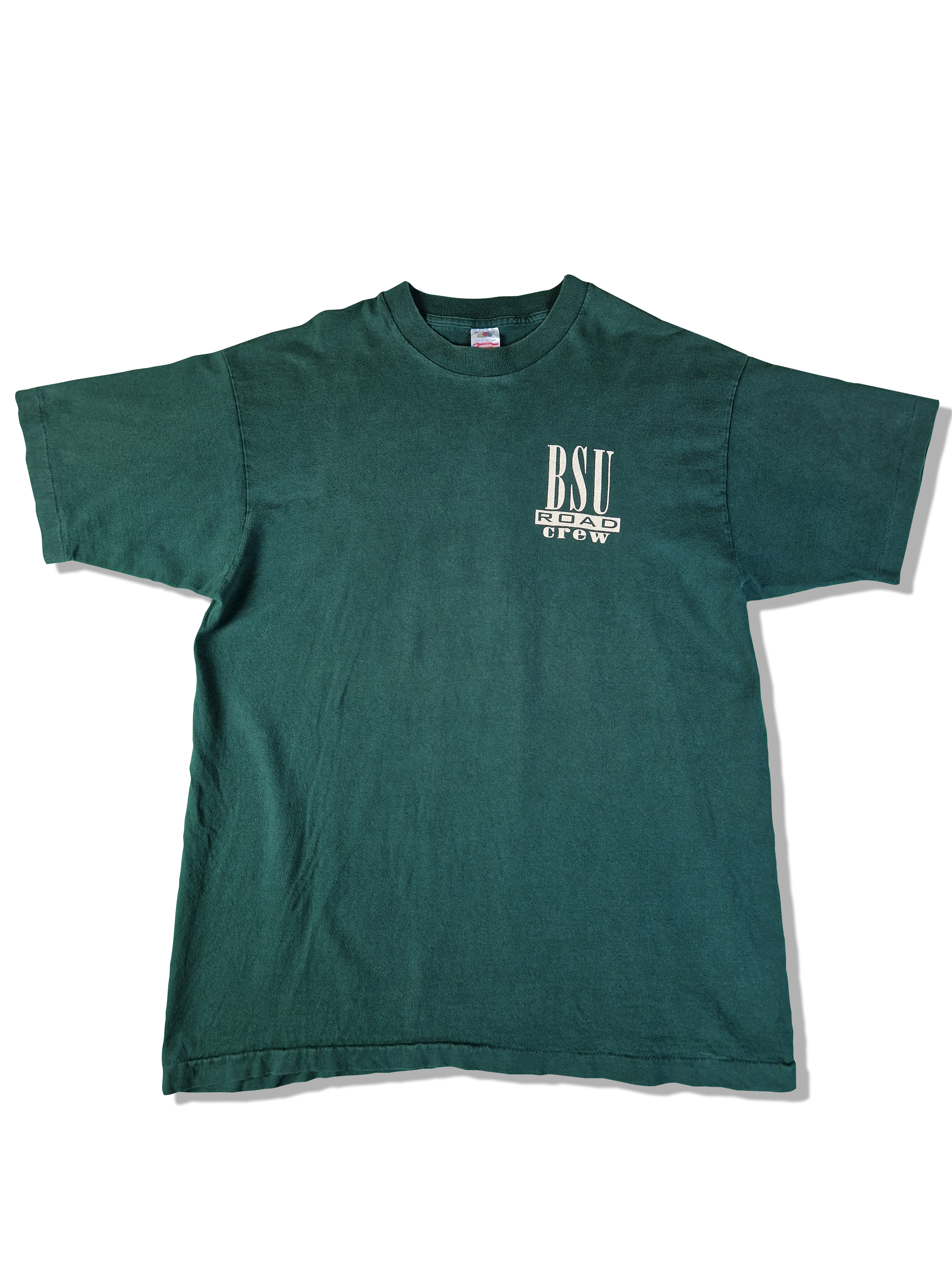 Vintage Fruit Of The Loom Shirt BSU Road Crew Tour 1996 Made In USA Single Stitched Grün XL - RareRags