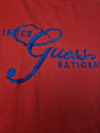 Vintage Guess Shirt Single Stitched Made In USA Bestickt Rot L