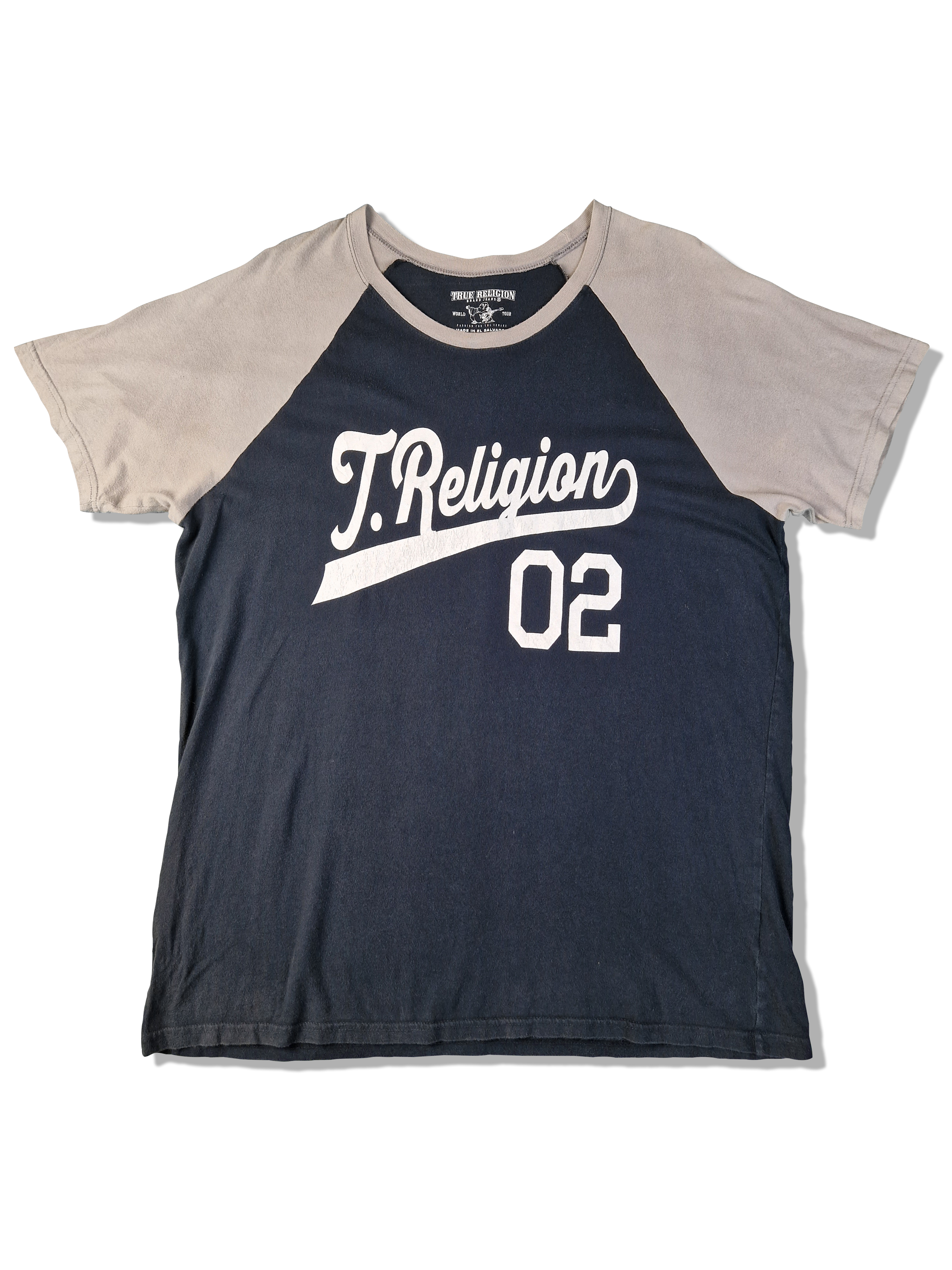 True Religion Shirt Logo Spellout Print Dunkelblau Hellbraun XXL - RareRags