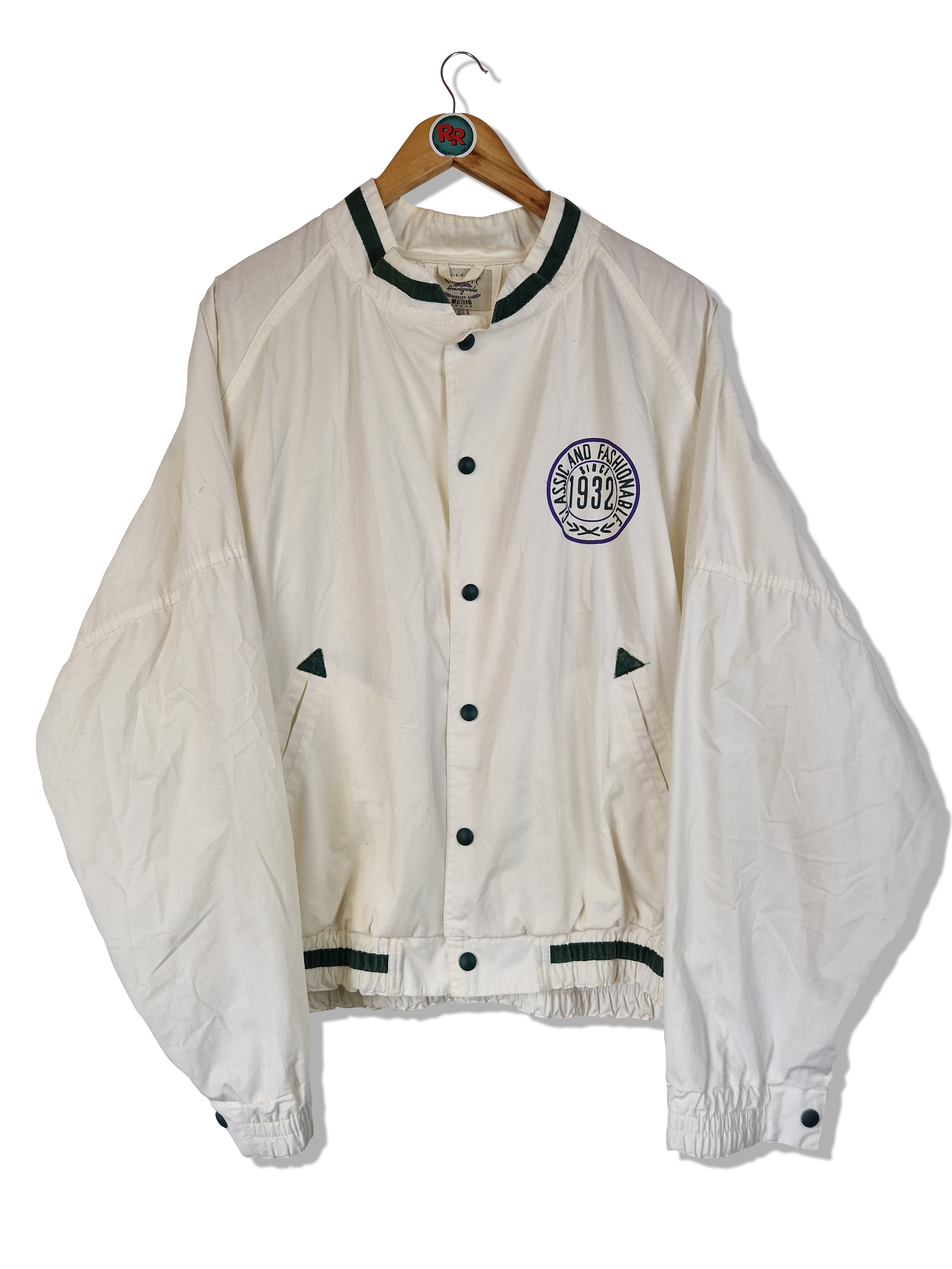 Vintage Mustang Jacke College Blouson Classic Avantgarde Bedruckt Weiß XL