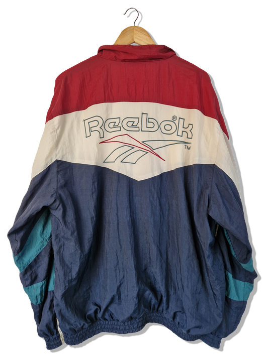 Vintage Reebok Sportjacke Backstitching Navy Rot XL