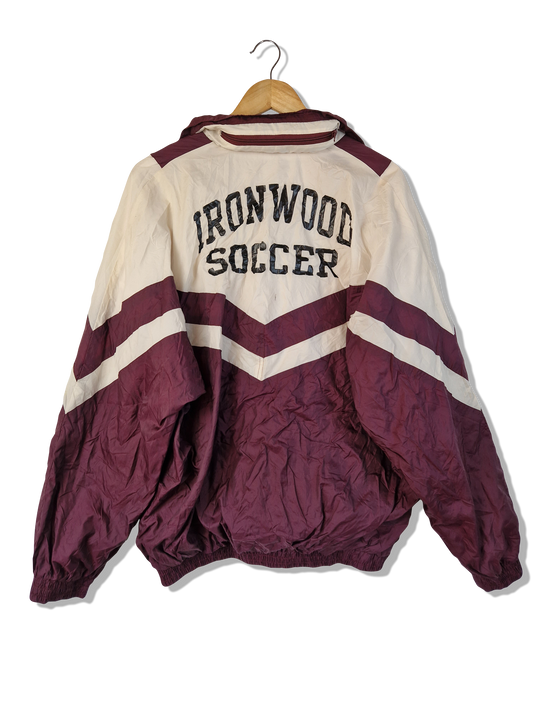 Vintage Diadora Sportjacke Ironwood Soccer Fußball Merch Kapuze Im Kragen Rot Weiß L