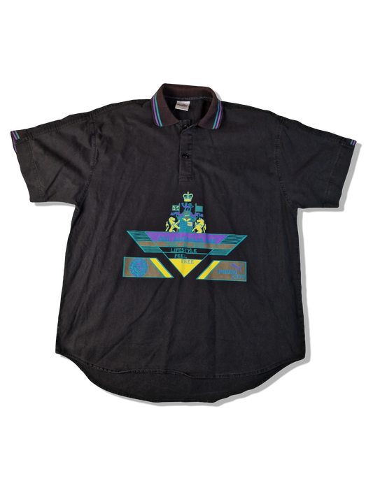 Vintage Puma Poloshirt City Australia Print Schwarz M