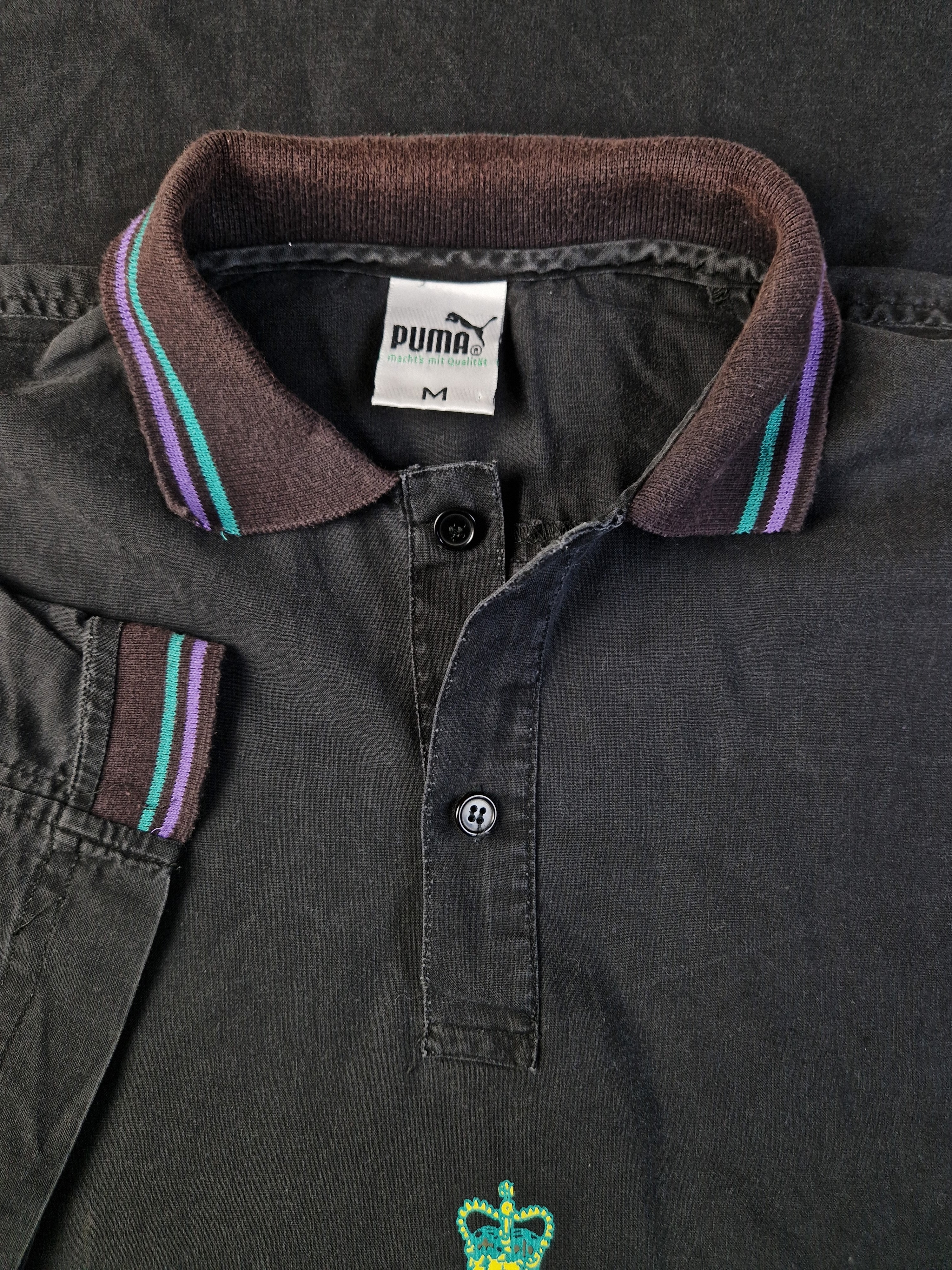 Vintage Puma Poloshirt City Australia Print Schwarz M