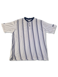 Vintage Adidas Shirt Mit Knopfreihe Gestreift Weiß Blau XL