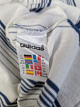 Vintage Adidas Shirt Mit Knopfreihe Gestreift Weiß Blau XL