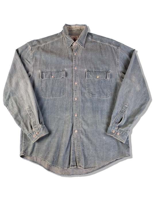 Vintage Campion Cordhemd Blau/Grau L-XL