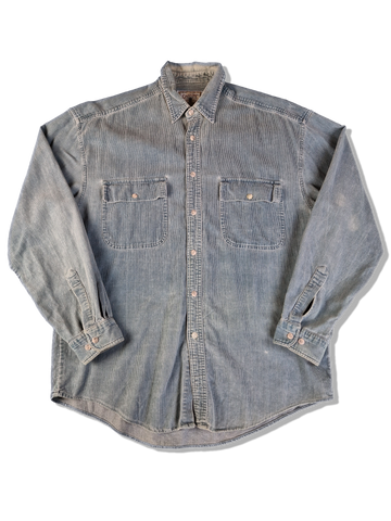 Vintage Campion Cordhemd Blau/Grau L-XL