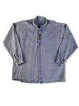 Vintage Landhaus Hemd Dicker Schwerer Baumwollstoff Jeansblau (42) L-XL