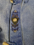 Vintage Landhaus Hemd Dicker Schwerer Baumwollstoff Jeansblau (42) L-XL