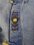 Vintage Landhaus Hemd Dicker Schwerer Baumwollstoff Jeansblau (42) L-XL