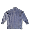Vintage Landhaus Hemd Dicker Schwerer Baumwollstoff Jeansblau (42) L-XL