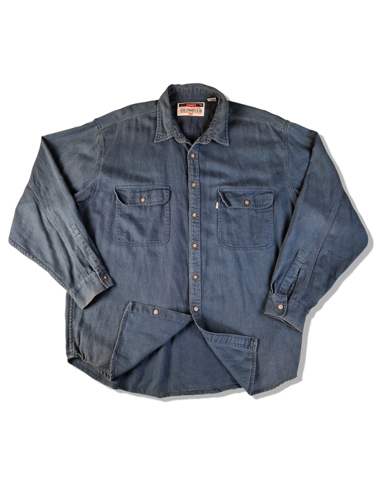 Vintage Levis Jeanshemd Dicker Stoff Made In Hong Kong Blau XL