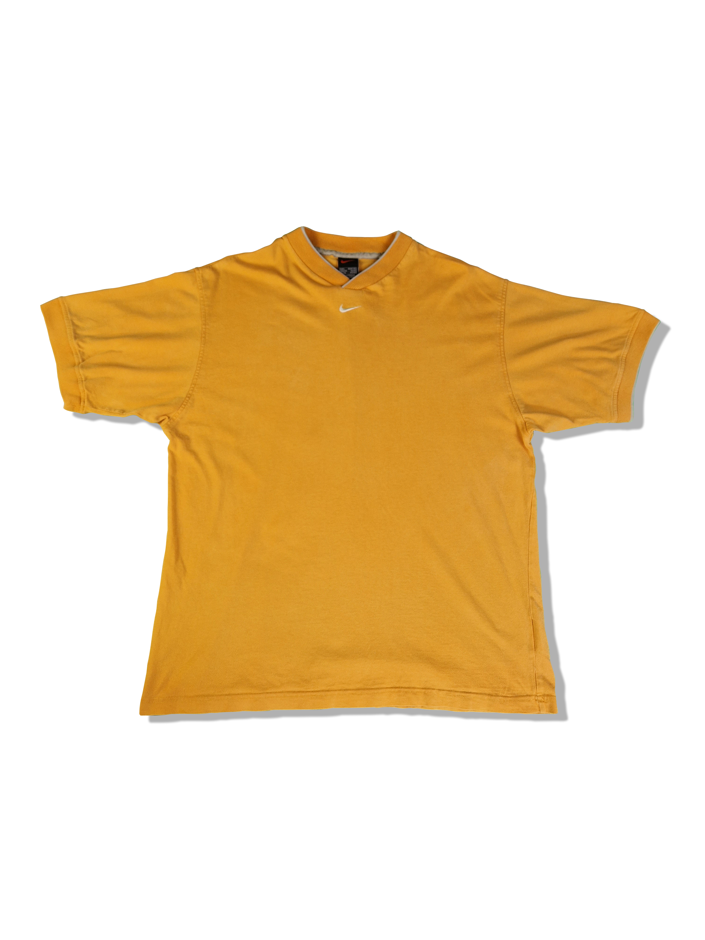 Vintage Nike Ringer Shirt Middle Swoosh Made In Portugal Gelb L - RareRags