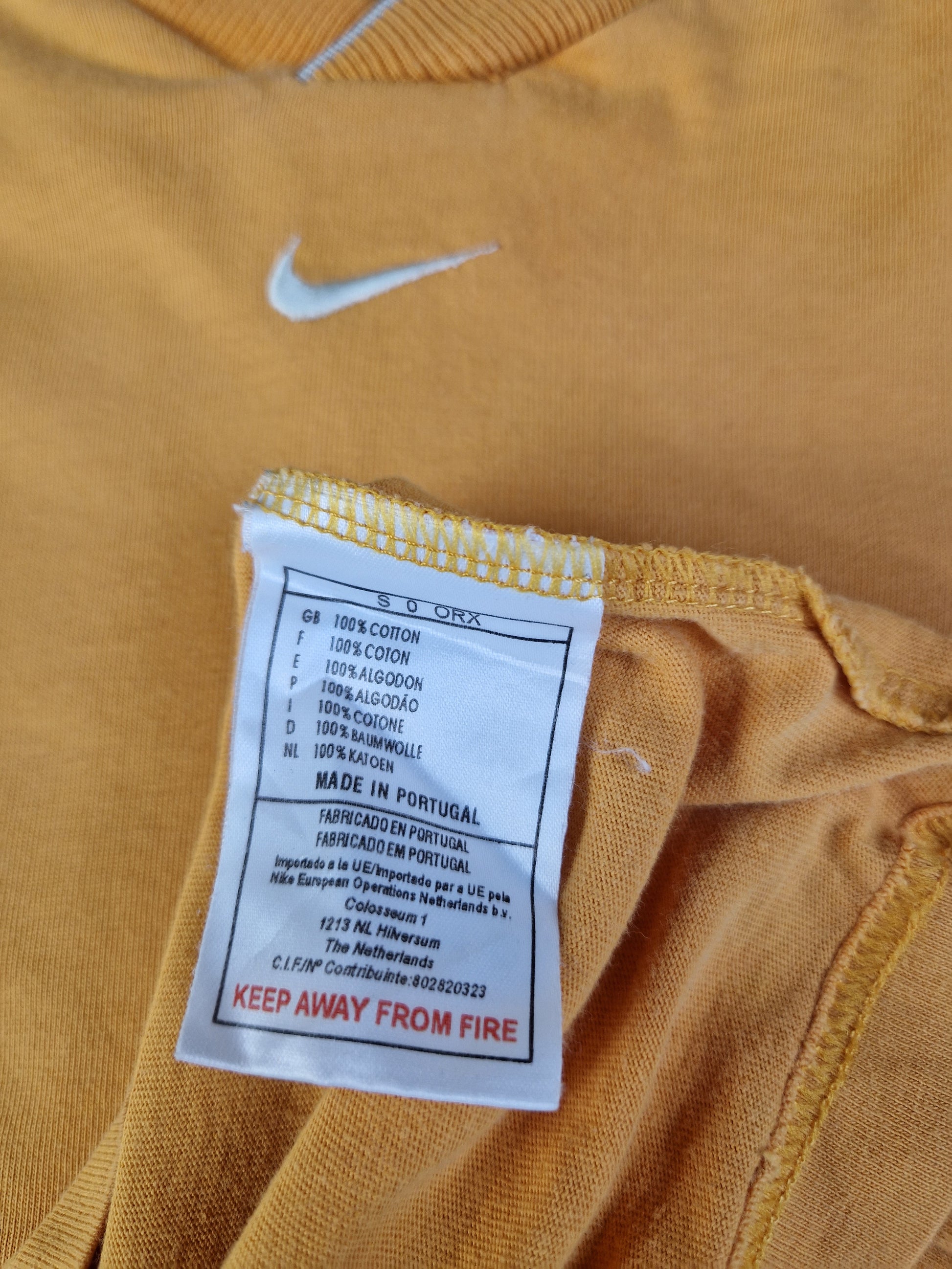 Vintage Nike Ringer Shirt Middle Swoosh Made In Portugal Gelb L - RareRags
