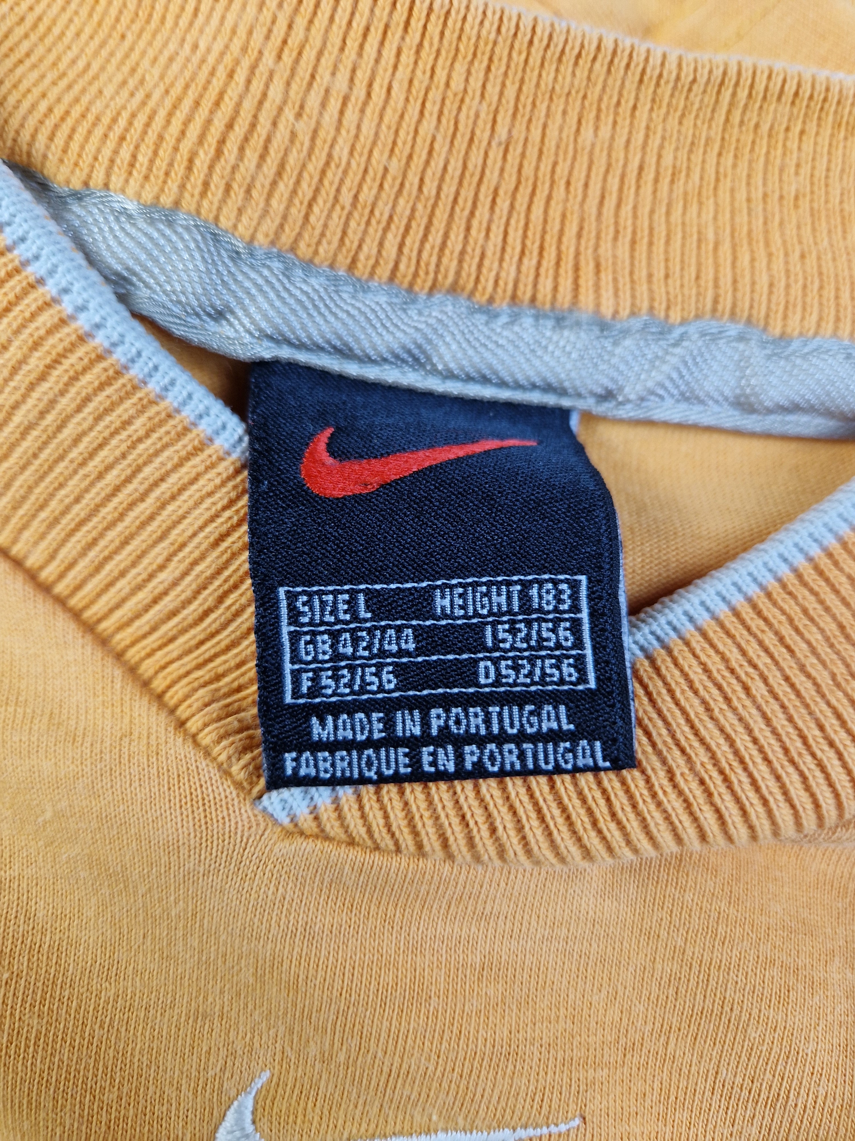 Vintage Nike Ringer Shirt Middle Swoosh Made In Portugal Gelb L - RareRags