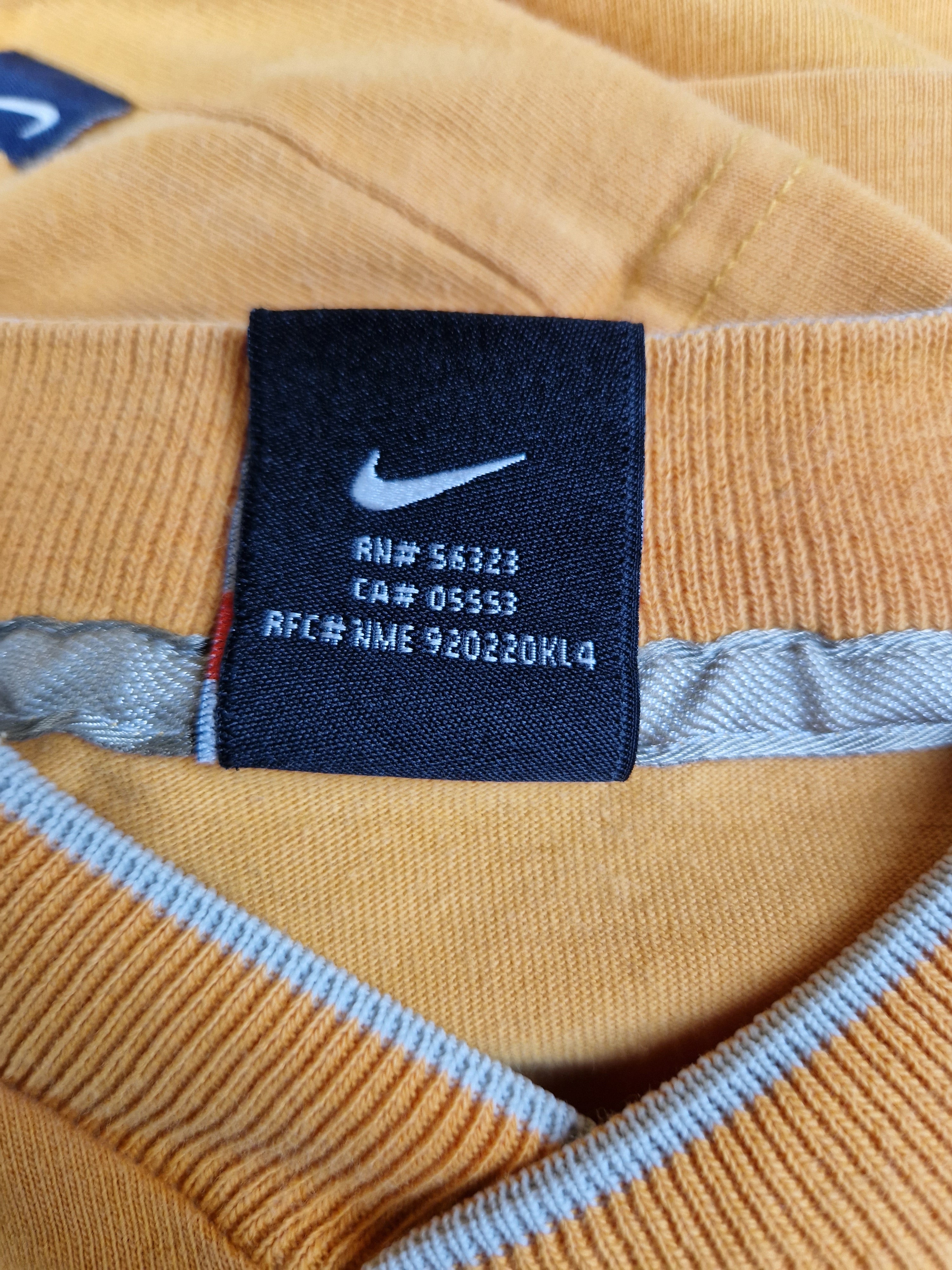 Vintage Nike Ringer Shirt Middle Swoosh Made In Portugal Gelb L - RareRags