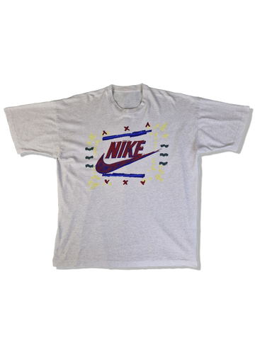 Vintage Nike Shirt Single Stitched Big Frontprint Heather Grau L-XL