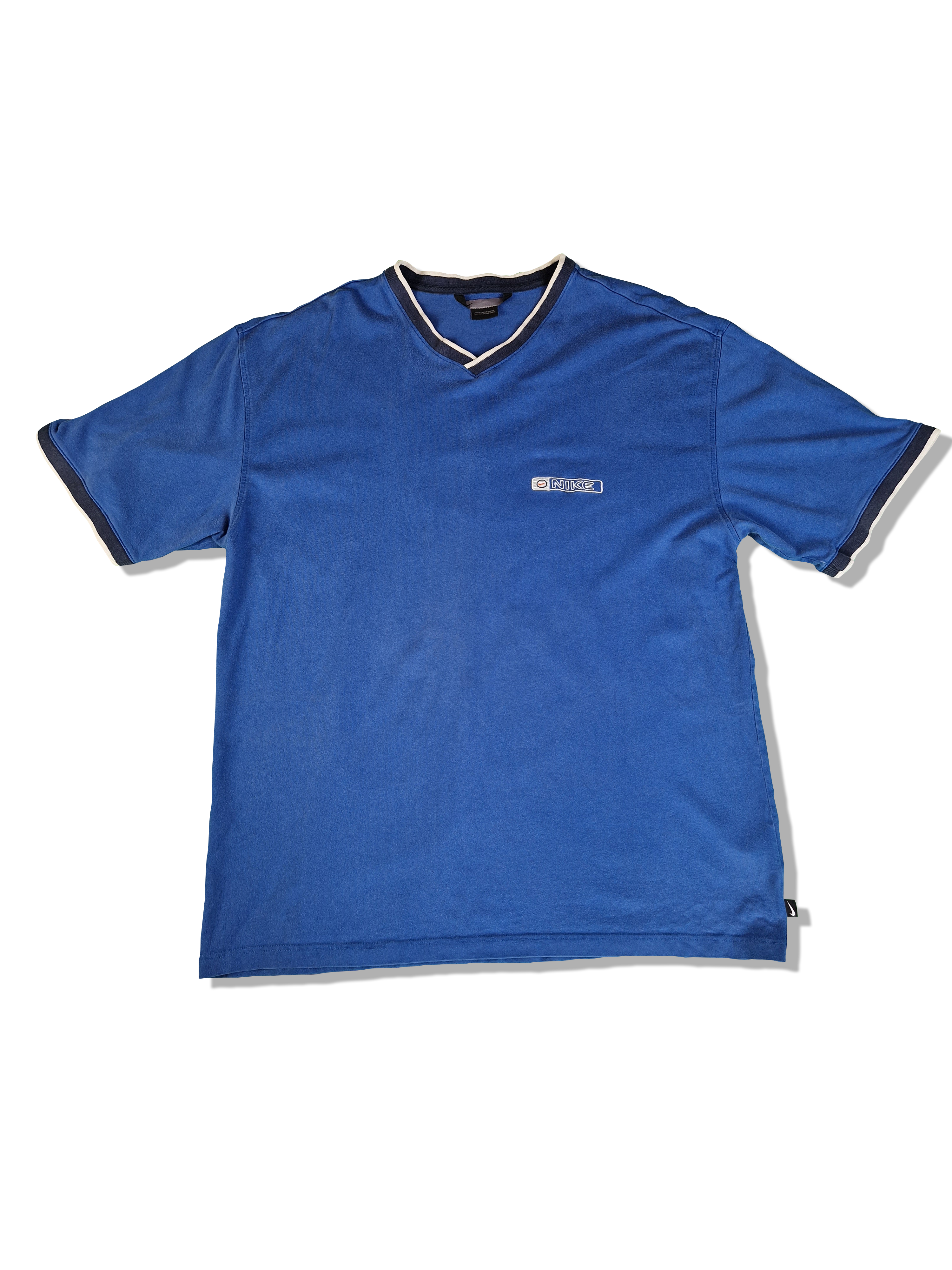 Vintage Nike Ringer Shirt Small Spellout Bestickt Blau XXL - RareRags