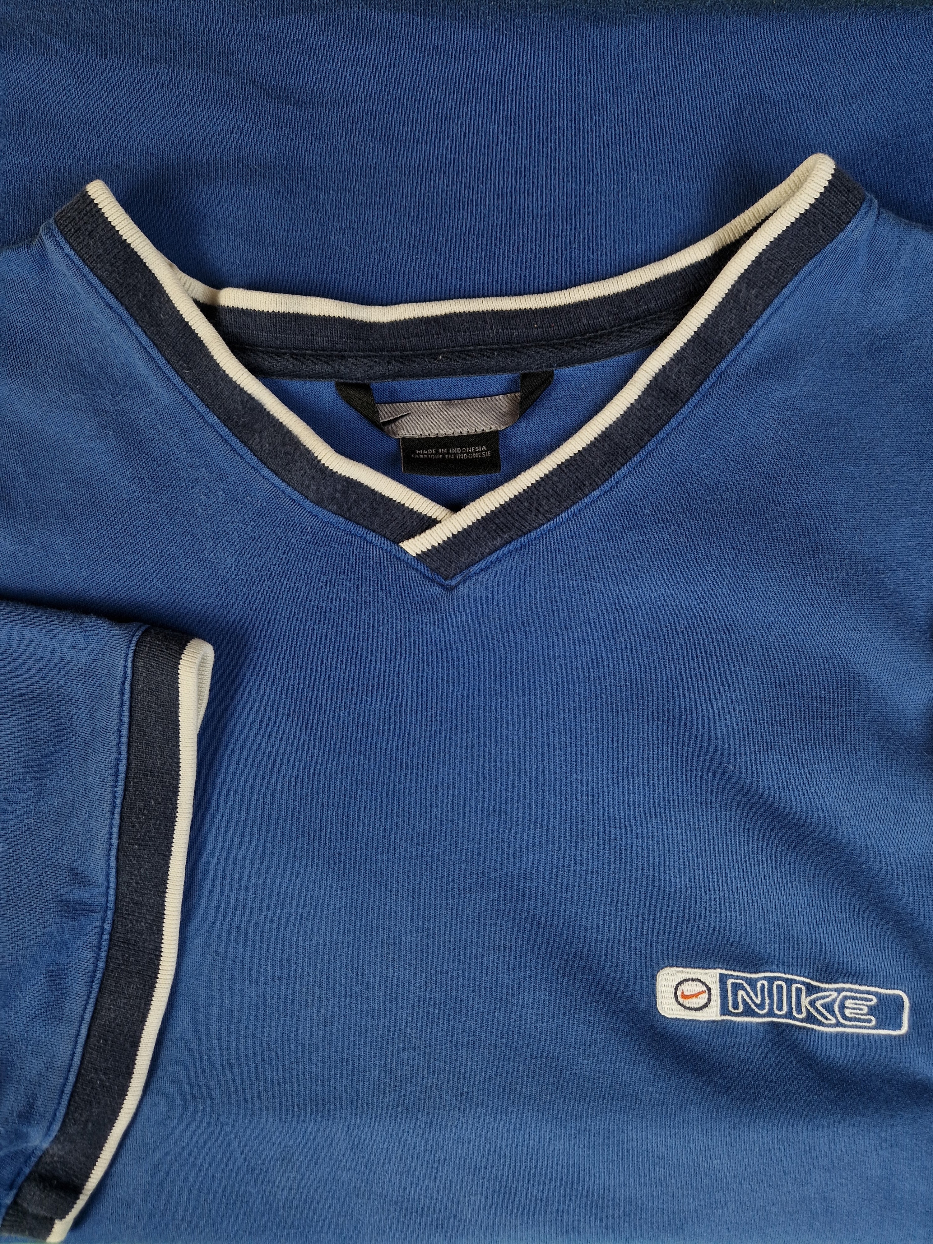Vintage Nike Ringer Shirt Small Spellout Bestickt Blau XXL - RareRags