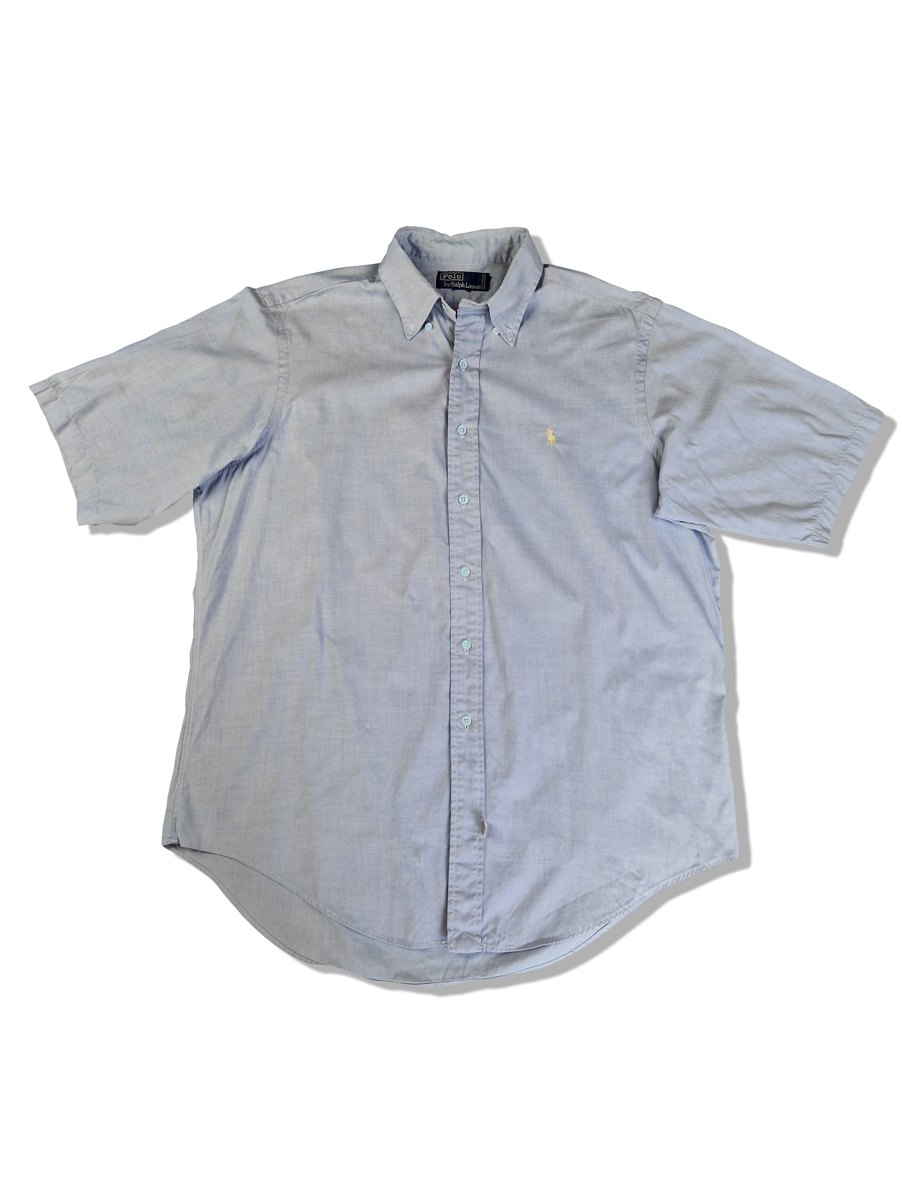 Vintage Ralph Lauren Hemd Kurzarm Made In Singapore Hellblau XL-XXL