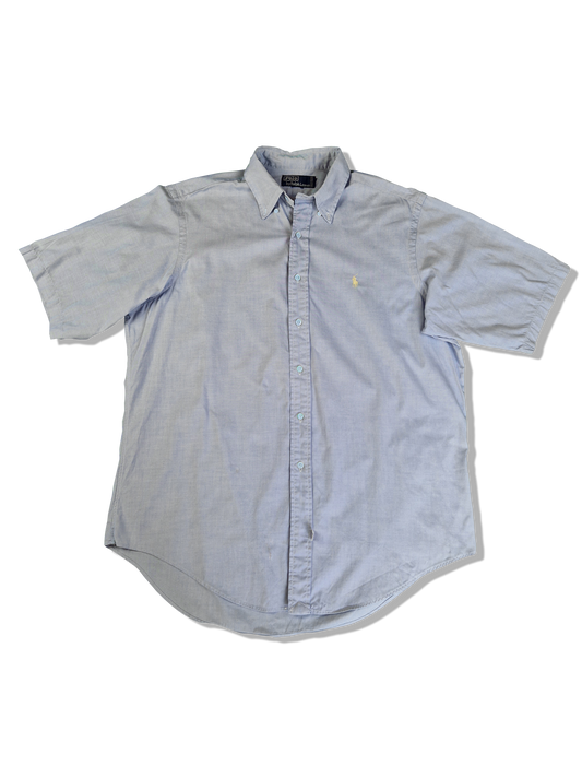 Vintage Ralph Lauren Hemd Kurzarm Made In Singapore Hellblau XL-XXL