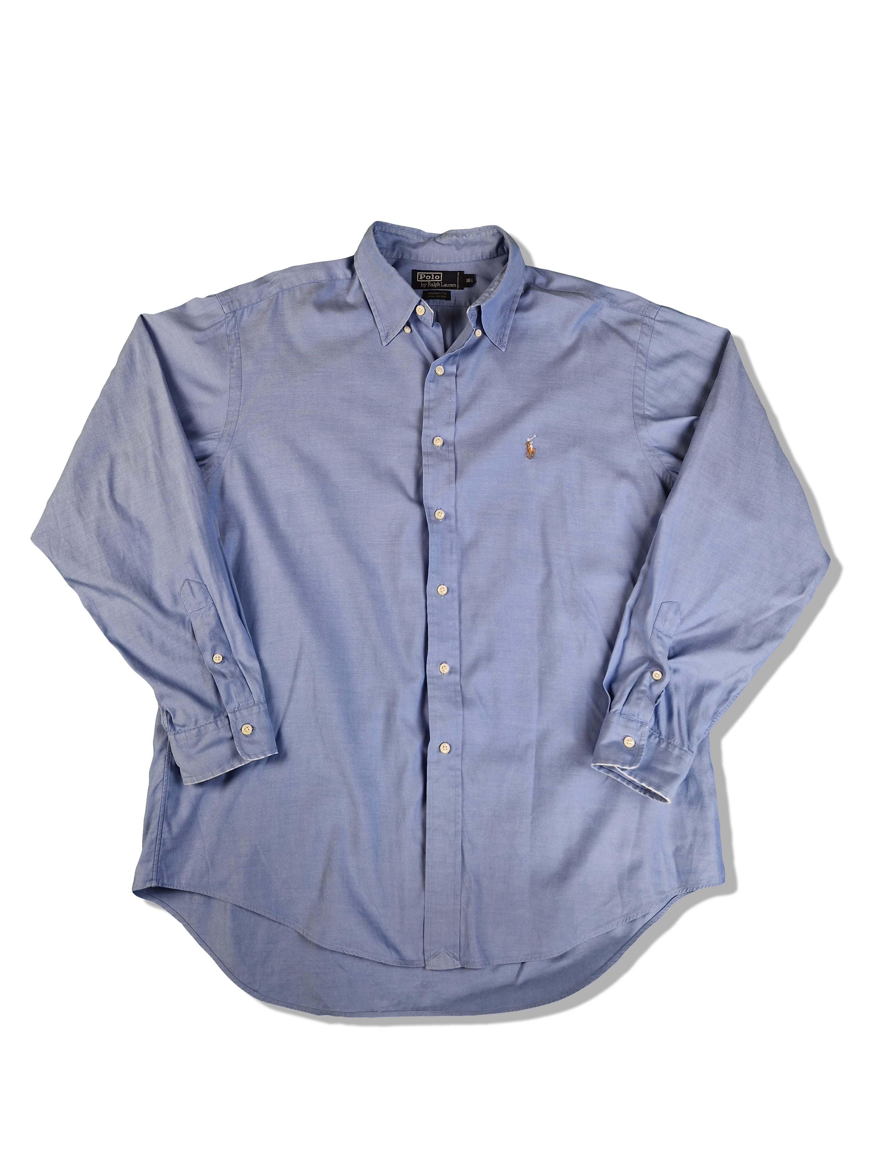 Vintage Ralph Lauren Hemd Yarmouth Used Look Made In Hong Kong Blau L-XL