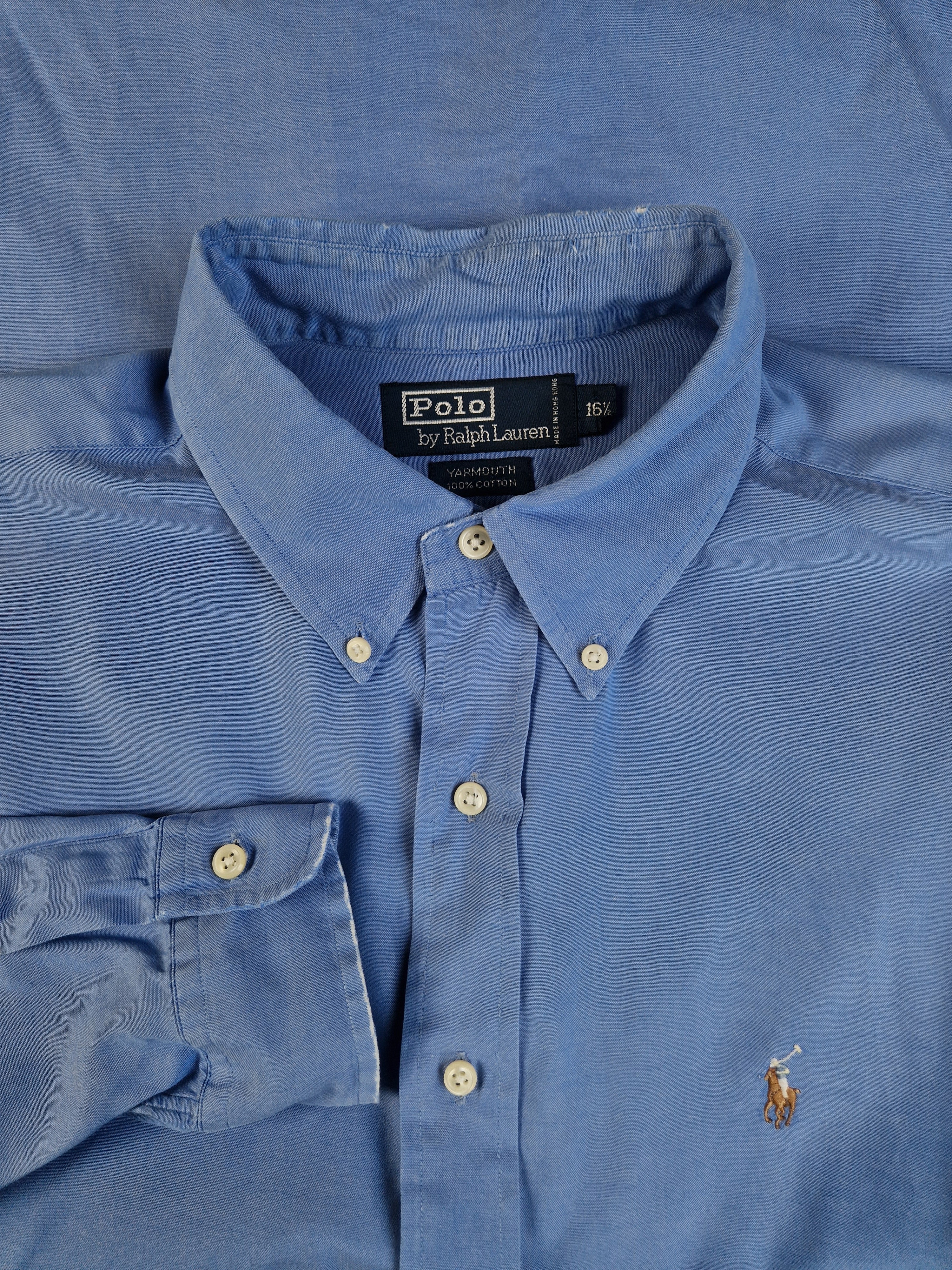Vintage Ralph Lauren Hemd Yarmouth Used Look Made In Hong Kong Blau L-XL