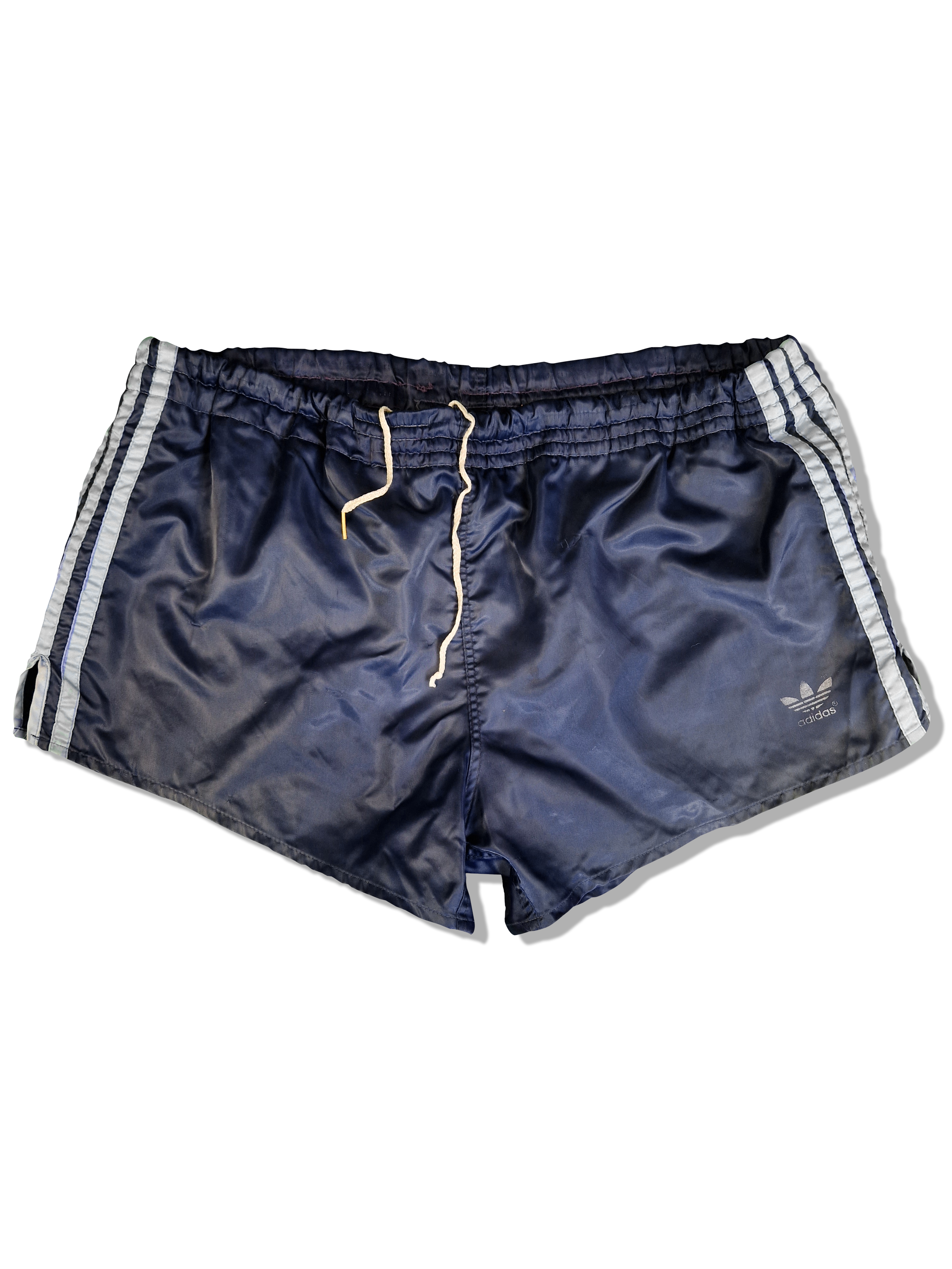 Vintage Adidas Shorts 80s Galz Sprinter Shiny Dunkelblau L-XL - RareRags