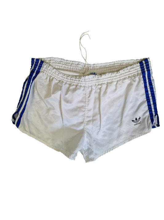 Rare! Vintage Adidas Shorts 80s Shiny Sprinter Glanz Made In West Germany Weiß Blau (D6) M