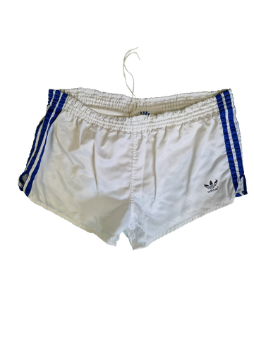 Rare! Vintage Adidas Shorts 80s Shiny Sprinter Glanz Made In West Germany Weiß Blau (D6) M