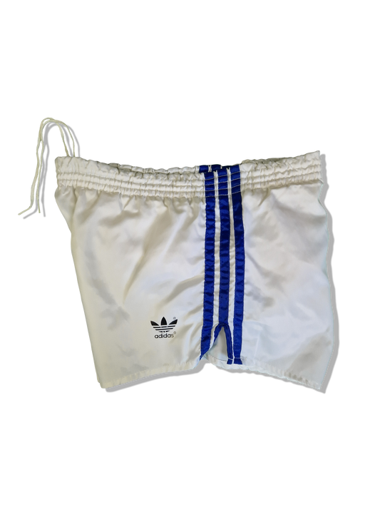 Rare! Vintage Adidas Shorts 80s Shiny Sprinter Glanz Made In West Germany Weiß Blau (D6) M