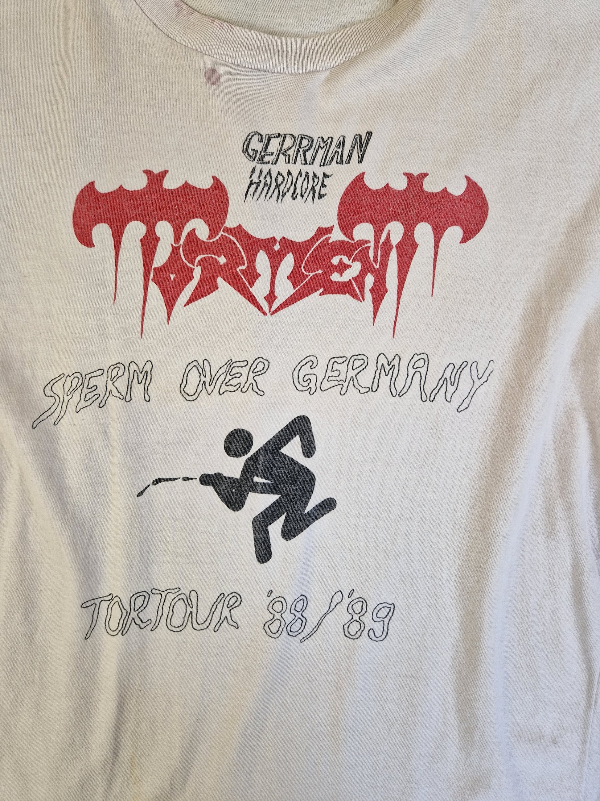 Vintage Torment Tanktop Tour 88/89 "Sperm over Germany" Weiß L - RareRags